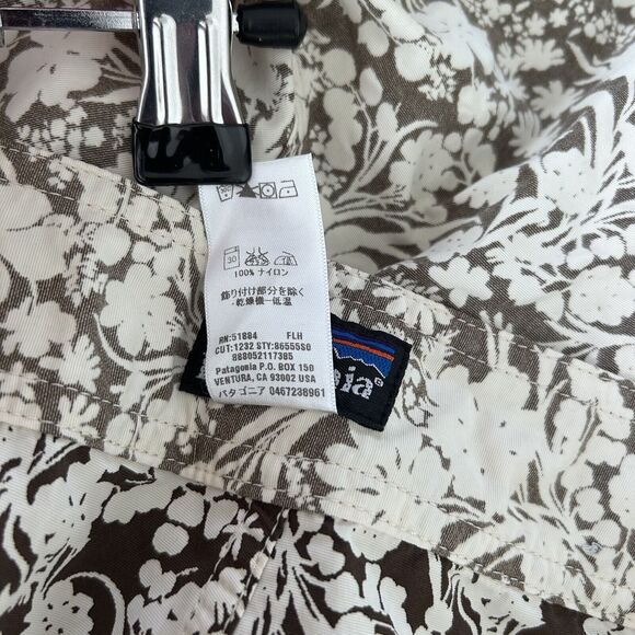 Patagonia Board Shorts Floral Print Brown Cream Mens 32 Zippered Pocket - Picture 5 of 9